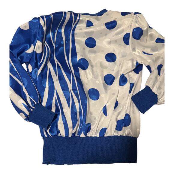 Anthony Sicari Vintage Two Piece Skirt Set Blue White Polka Dot USA Size 10 - Picture 8 of 15